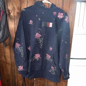 Kith Navy Hoodie with Pink Floral Accents